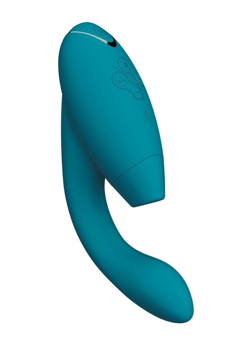 Teal silicone Womanizer duo 2 on a white background