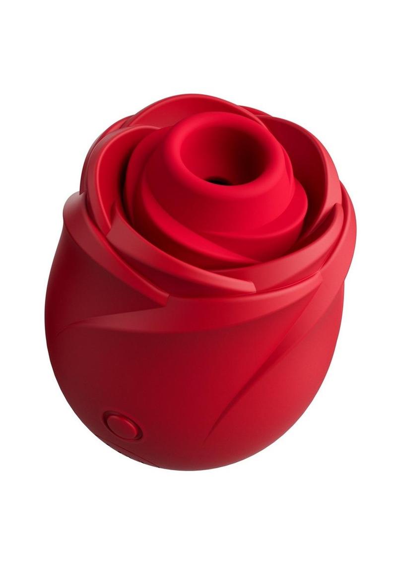 Red rose-shaped object on a white background